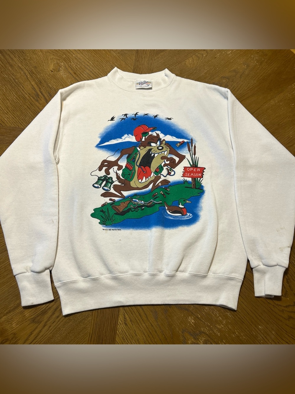 Vintage Velva Sheen 1993 Looney Tunes Taz Open Season Sweatshirt M